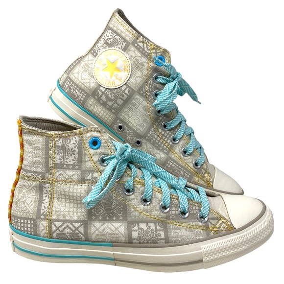 Converse Chuck Taylor All Star High Top Blue Beige Canvas Men’s Sneakers A03692C - Picture 2 of 8